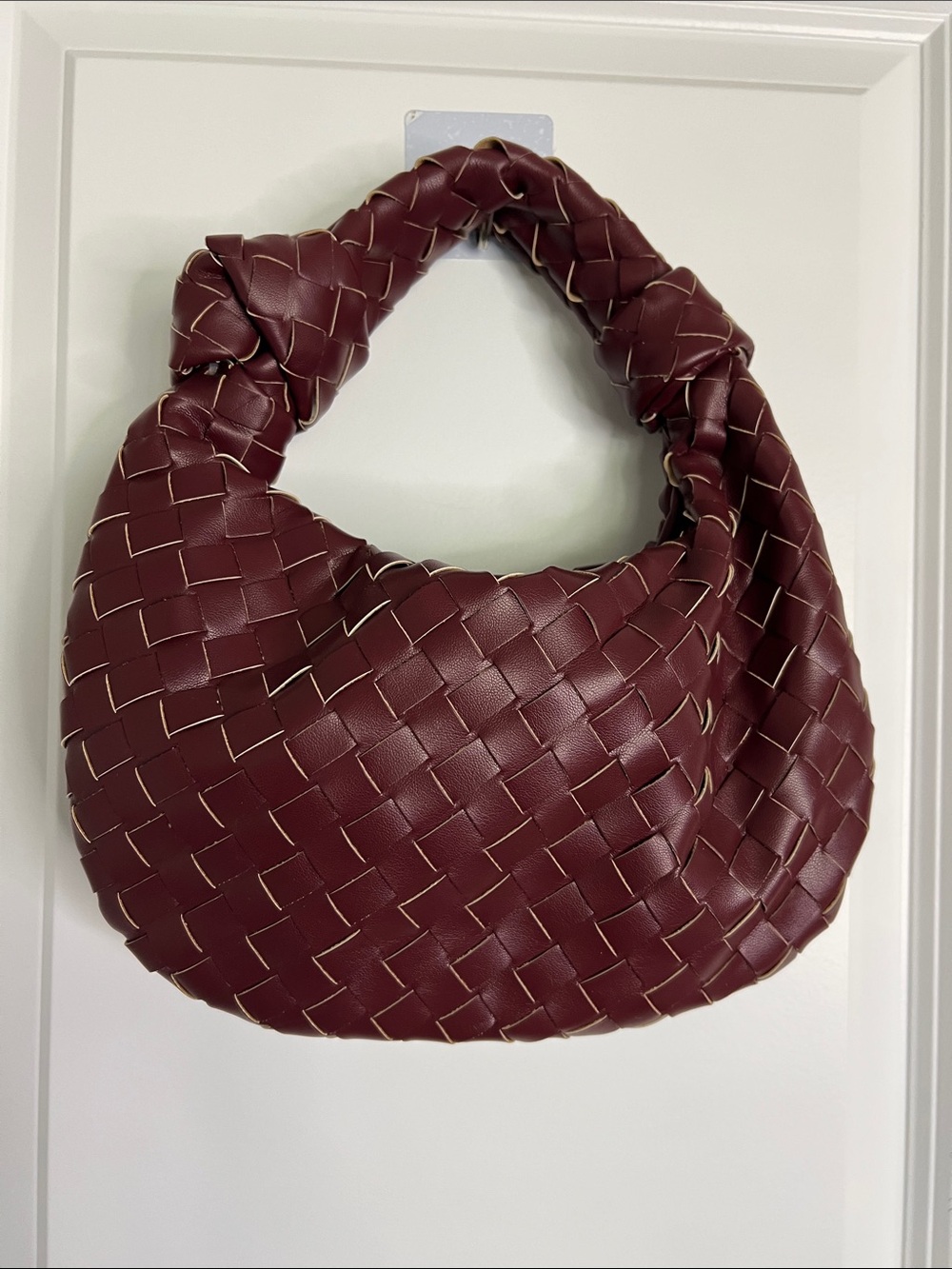 Braided Hobo Bag in Deep Wine